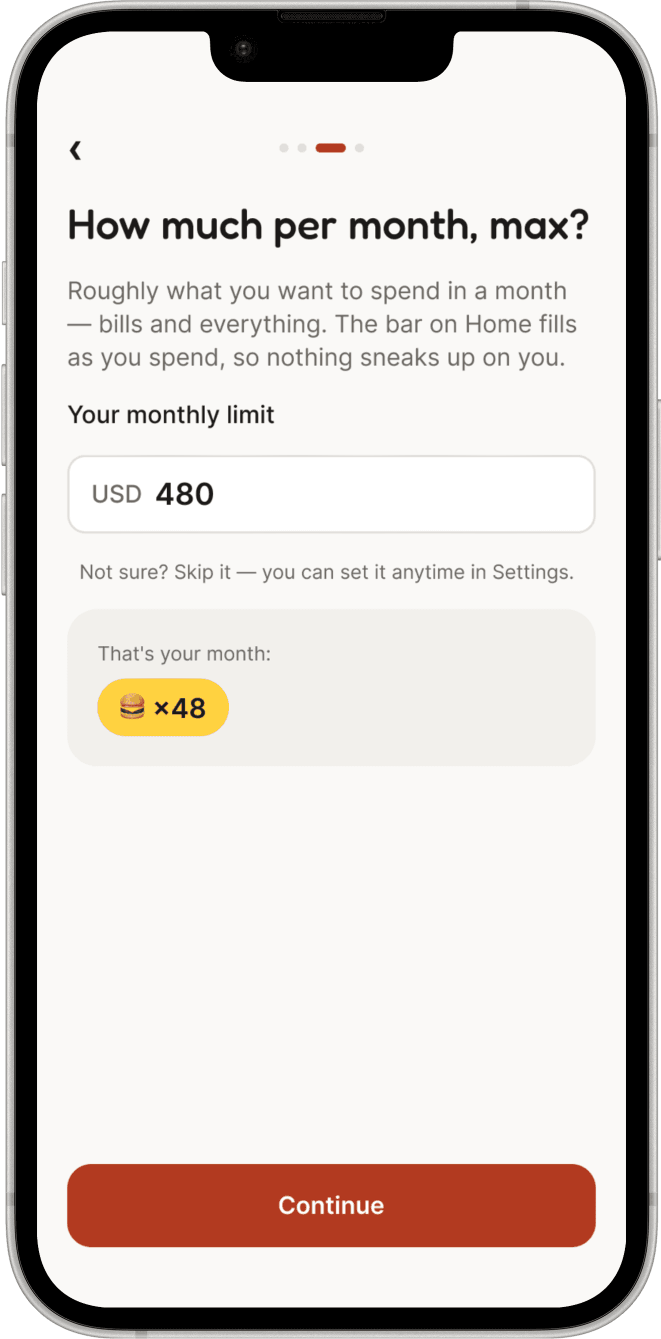 Burger Thingy monthly limit shown in burgers