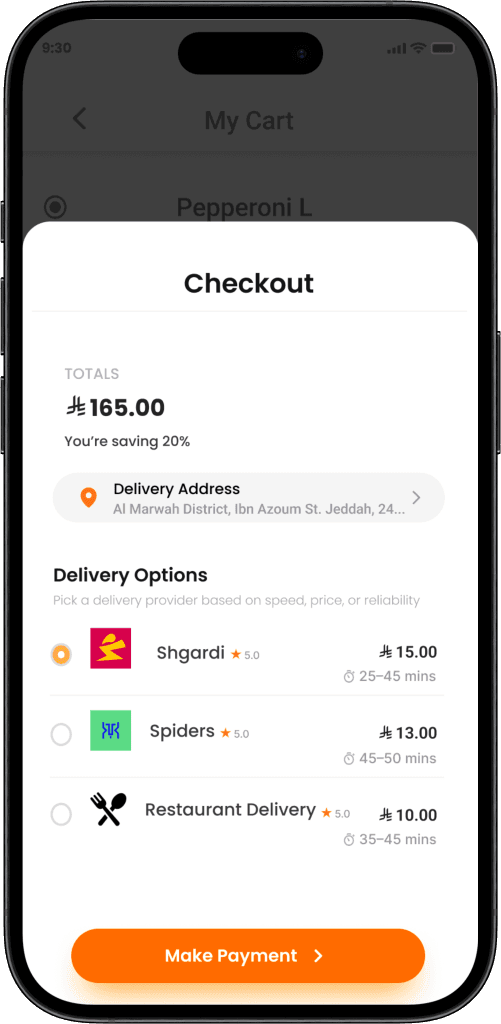 Yalla Fast checkout with delivery options